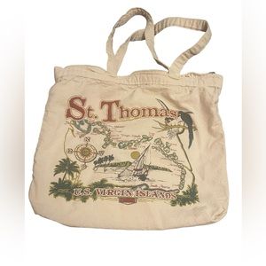 St. Thomas U.S Virgin Islands canvas zippered tote bag